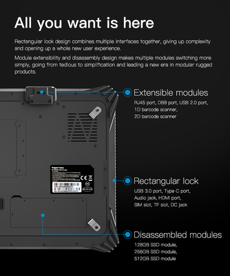 Windows 10 IPS Rugged Tablet PC مع كاميرا أمامية 2.0MP خلفية بدقة 8.0MP