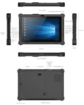 Intel N5105 Rugged Tablet PC IPS HDMI 860mAh Battery IP65 مستوى الحماية