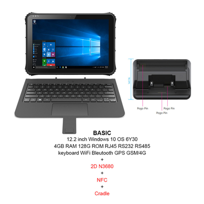 12.2 بوصة 1920x1200 Windows 10 Rugged Tablet Intel CPU 6Y30