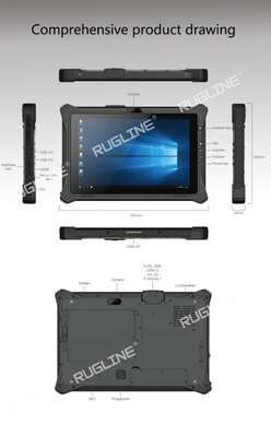 RUGLINE Industrial Rugged Tablet Windows 10 مع ماسح NFC 1D / 2D